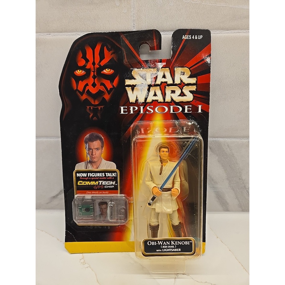 Obi-Wan Kenobi Star Wars Episode 1 One 1998 Hasbro Jedi Duel figure MOC commtech